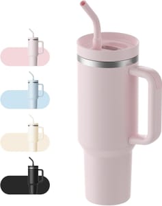 1200ml Stainless Steel Vacuum-Insulated Travel Mug with Straw and Lid