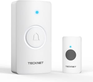 TECKNET Wireless Doorbell, IP65 Waterproof, Battery-Operated, 400m Range