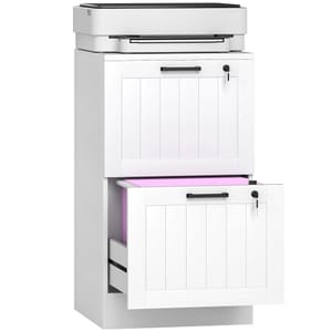HOMCOM 2-Drawer File Cabinet with Lock, White
