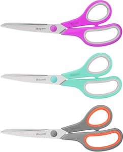 8-Inch Heavy-Duty Multipurpose Scissors, 3-Pack, Ultra Sharp Blades