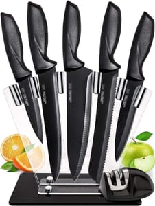Home Hero 7-Piece Black Stainless Steel Knife Set
