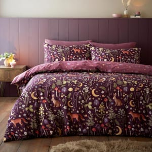 Catherine Lansfield Enchanted Twilight Reversible King Duvet Set Plum