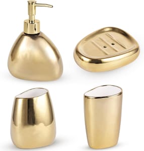 Elegant 4-Piece Electroplated Ceramic Bathroom Set,