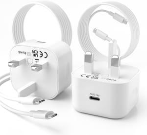2-Pack USB-C Charger 20W-PD with 2m USB-C to USB-C Cable