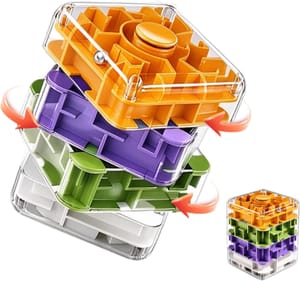 3D Rolling Ball Maze Cube, 4-Layer, 2-in-1 Spinners