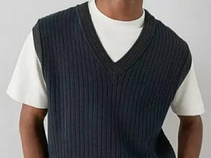 The Very Collection  Pure Cotton Knitted Vest - Navy