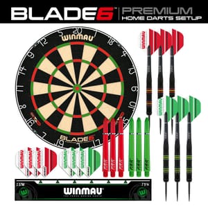 Winmau Blade 6 Dartboard with Darts and Oche Line