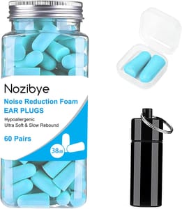 Nozibye Foam Earplugs - Ultra Soft, 38dB SNR, Powder Blue - £3.59 S&S