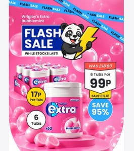 Wrigley's Extra Bubblemint Sugarfree Gum - 6x 84g Tubs