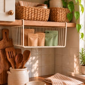 OHS Metal Wire under Shelf Basket - Cream