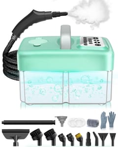 Green Handheld Steam Cleaner, 1600ml Tank, 15s Heat-Up, 6-Level Adjustable