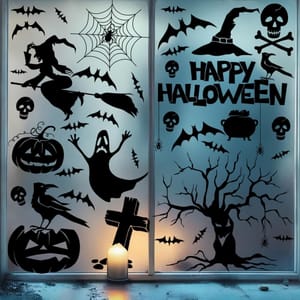 Baynetin 9-Sheet Halloween Window Stickers, 104 Pcs, Double-Sided