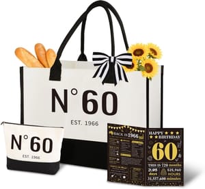 60th Birthday Gift Set: Tote, Makeup Bag & Card