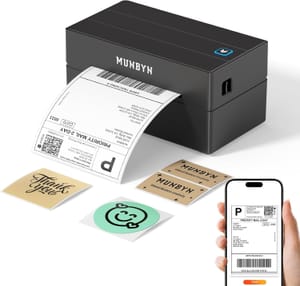 MUNBYN Bluetooth Thermal Label Printer 4x6, Etsy/Shopify Compatible, 25 Labels