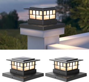 LUTEC Solar Post Cap Lights, IP65, Fits 4x4/5x5/6x6 Posts, 3000K