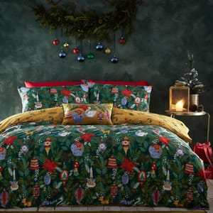 Deck the Halls Duvet Cover Set Pine Green Super King