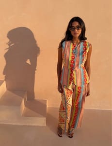 Never Fully Dressed Pure Cotton Printed Waisted Waistcoat