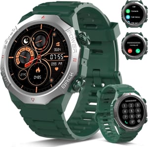 Men's Military Smartwatch - Answer/Make Calls, 1.39-Inch HD, Green