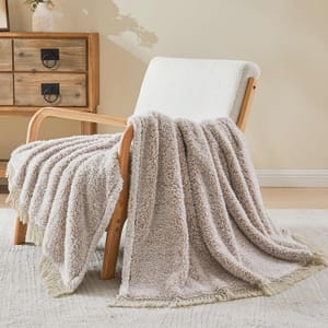 EMME Tassel Fleece Throw Blanket 130x150 Beige