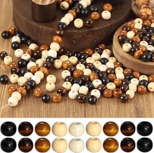 600 Pcs Large-Hole Wooden Beads, Natural Brown, 9x10mm