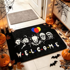 Outdoor Halloween Door Mat with Horror Icons Silhouette 4060cm