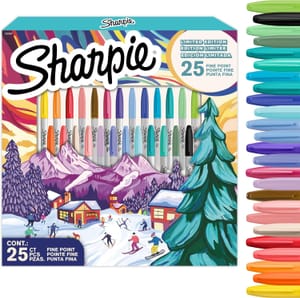 Sharpie Permanent Marker Set, 25-Count Fine Point, Holiday Colors - £13.68 S&S