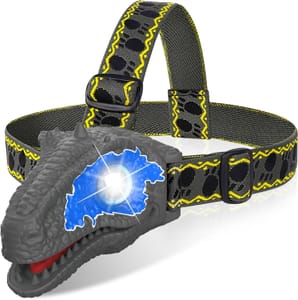 QCTOYS Velociraptor Dinosaur Headlamp with 2 Lighting Modes Adjustable Headband