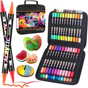 Sanyetral 48-Color Acrylic Paint Pens, Dual Tip, for Egg, Ceramic