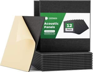 Topnaca 12-Pack Self-Adhesive Acoustic Panels, 30x30 Cm, Black