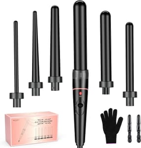 BESTOPE PRO 6-in-1 Curling Wand Set with Gloves and Clips