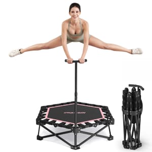 HXD-ERGO Foldable 42-Inch Mini Fitness Trampoline Rebounder for Adults Pink