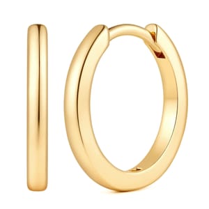14ct Gold Huggie Hoop Earrings, 20mm, Diamond-Cut Sparkle, Hypoallergenic
