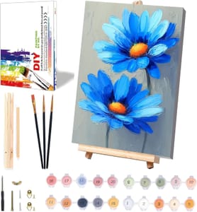 Easy Flower Paint by Numbers for Adults with Framed Canvas