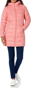 Amazon Essentials Women's Lightweight Water-Resistant Hooded Puffer Jacket Pink