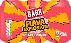 Barr Flava Explosions Peach Punch - 6 X 330ml Cans