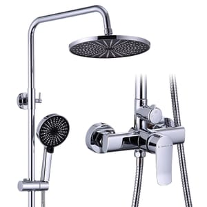 KeeGone Stainless Steel Shower System with Adjustable Rod, Rainfall Jets