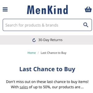 Menkind Clearance Sale - Last Chance to Buy!