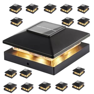 Black Solar Post Cap Lights, 16-Pack Waterproof for 4x4 Posts