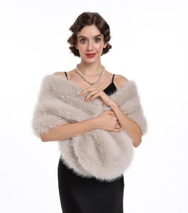 Haojing Faux Fur Wrap Shawl for Women, Winter Bridal