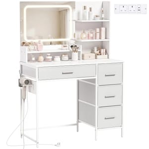 HOMCOM Vanity Dressing Table - White, LED Mirror