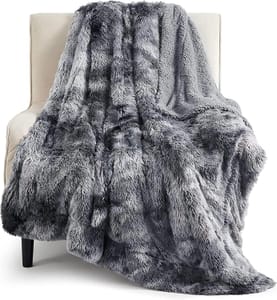 Bedsure Fluffy Sherpa Fleece Blanket Faux Fur Tie-Dye Grey 150x200cm