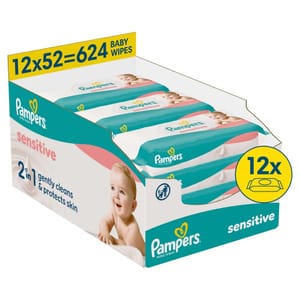 Pampers Sensitive Baby Wipes Plastic Free - 624 Pack