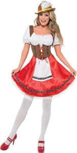 Smiffys Bavarian Wench Costume, White & Red, Size S (08-10)