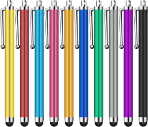 10-Pack Stylus Pens for Capacitive Touch Screens, Various Colors