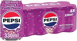Pepsi Zero Sugar Cherry Vanilla Ice Cream 330ml Can 8-Pack