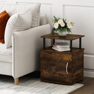 Furinno JAYA 2-Tier Side Table, Amber Oak/Black