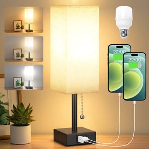 Aooshine Bedside Lamp with 2 USB Ports, 3 Color Modes