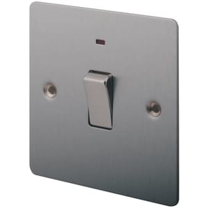 LAP 20A 1-Gang DP Control Switch - Brushed Stainless Steel Neon