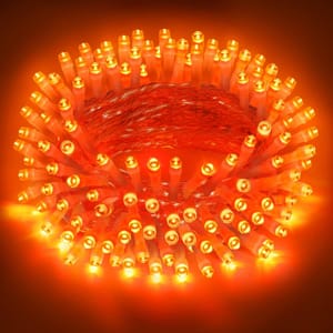 FFZZKJ Halloween Outdoor Lights, Orange, Waterproof Battery Timer, 30-LED, 3M