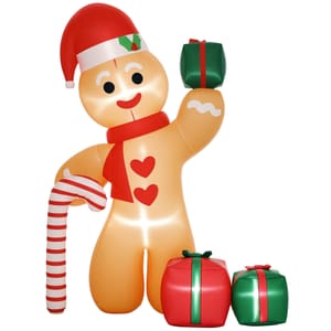 Outsunny 8ft Christmas Inflatable Gingerbread Man with Candy Cane LED
